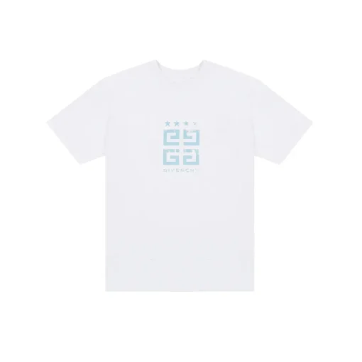 Givenchy T Shirt White With Monogram Logo Star Embosed
