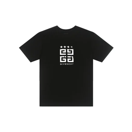Givenchy T Shirt Black With Monogram Logo Star Embosed