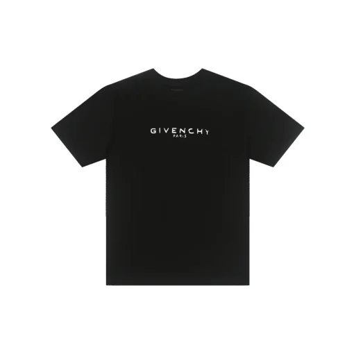 Givenchy T Shirt Black With Paris Text Logo Embosed