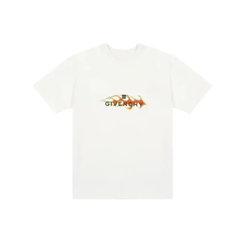 Givenchy T Shirt White With Monogram Blazing Effect