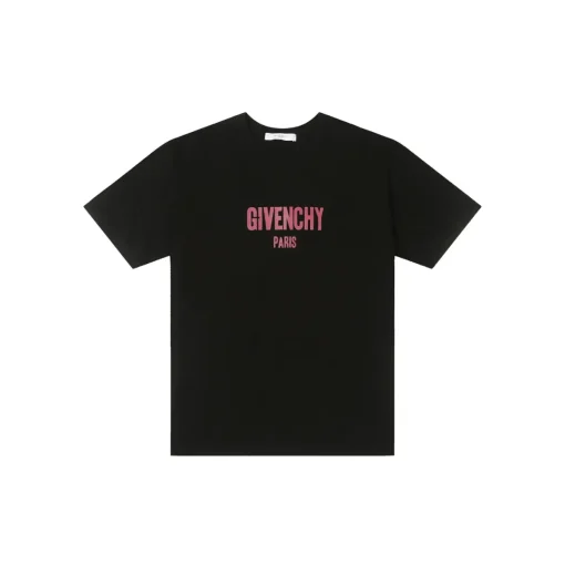 Givenchy Paris Red Logo T Shirt Black