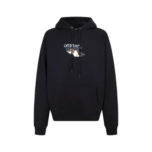 Off-White Hoodie Black With Cartoon Design