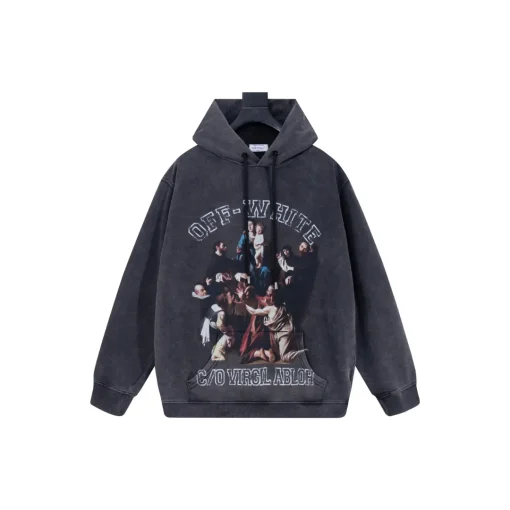 Off-White Hoodie Gray With Graphic Print