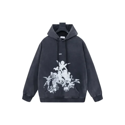Off-White Hoodie Light Black With White Graphic Print