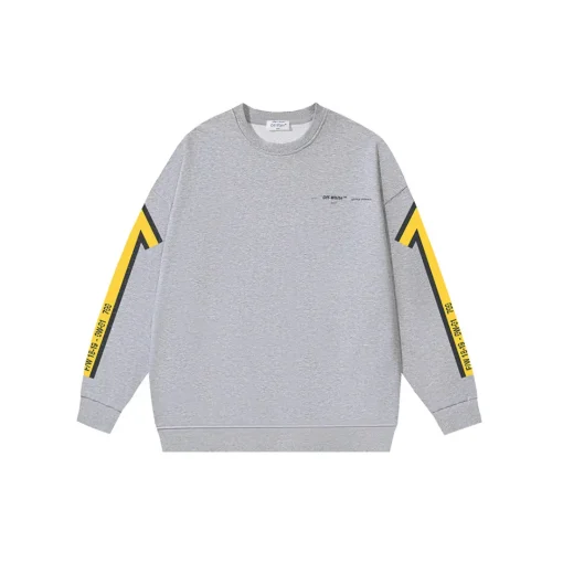 Off-White Sweatshirt Light Gray With Yellow Design