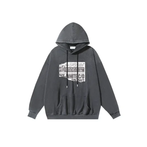 Off-White Hoodie Gray With Monogram Design