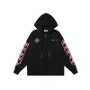 Off-White Zipper Hoodie Black With Pink Design