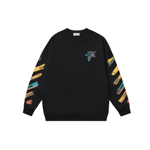 Off-White Sweatshirt Black With Multicolour Design
