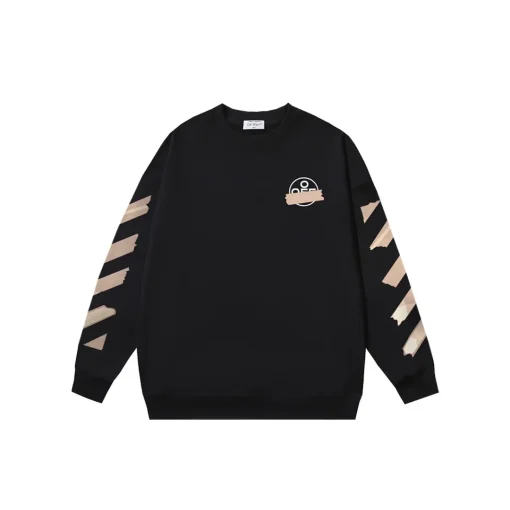 Off-White Sweatshirt Black With Beige Design