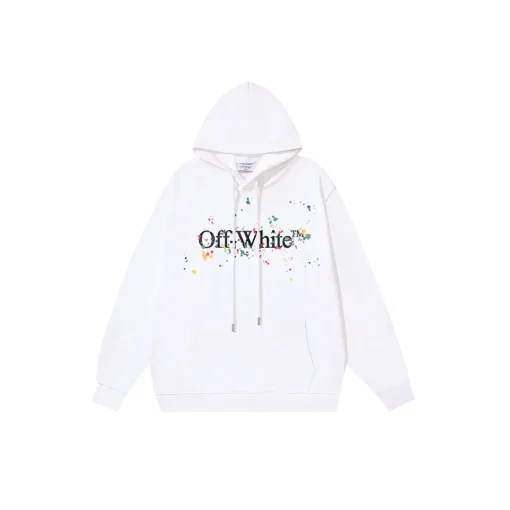 Off-White Hoodie Multicolour Paint Text Design Printed