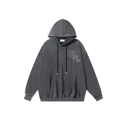 Off-White Gray Hoodie Logo Print M1