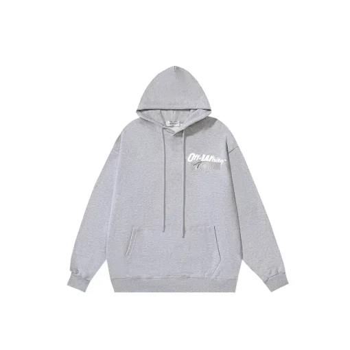 Off-White Light Gray Hoodie Logo Print