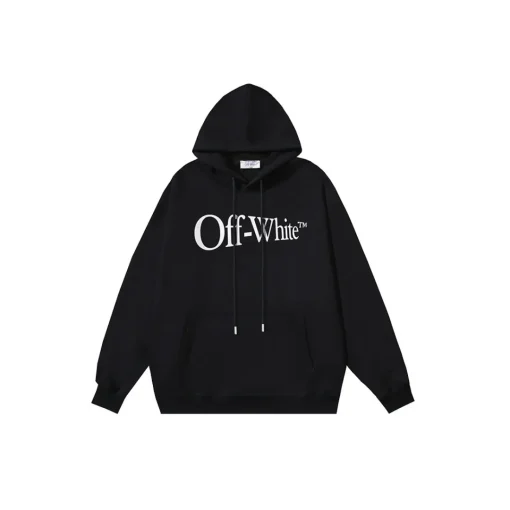 Off-White Black Hoodie With Name Monogram On The Chest