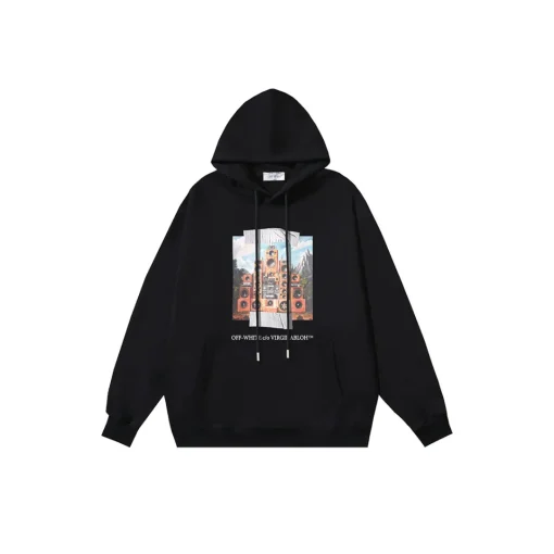 Off-White Black Hoodie With Graphic Design