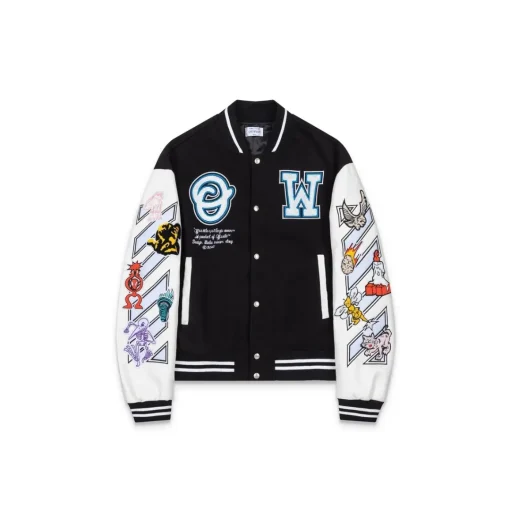 Off-White Varsity Jacket Black And White With Monogram