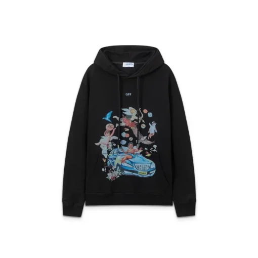 Off-White Hoodie Black With Graphic Design Print
