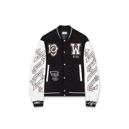Off-White Varsity Jacket Black And White With Text Print