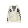 Off-White Moon Varsity Knit Cardigan In Cream And Black