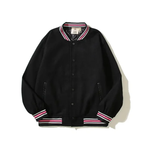 Stussy S Talk Melton Varsity Jacket Black