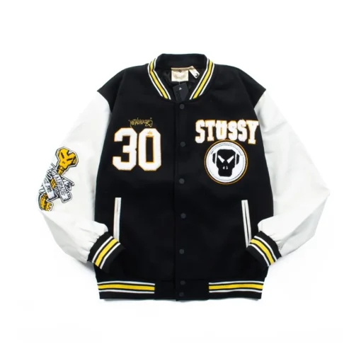 Stussy x Goldie Metalheadz 30 Varsity Jacket Black And Off White