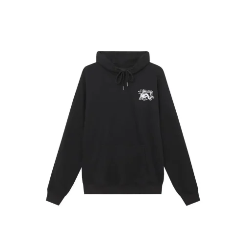 Stussy Relax Hoodie Black Printed Graphic On The Chest