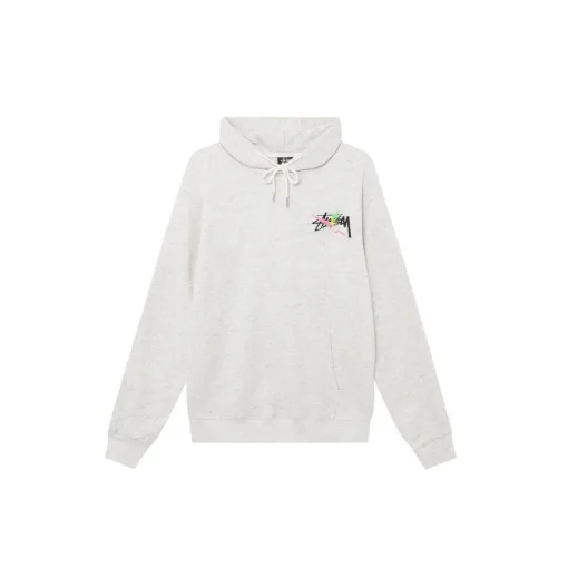 Stussy Basic Multicolour Logo Wool Hoodie White