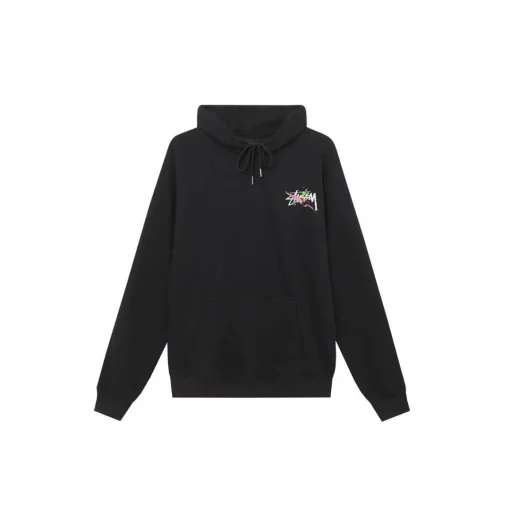 Stussy Basic Multicolour Logo Cotton Hoodie Black
