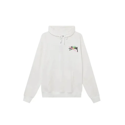 Stussy Basic Multicolour Logo Cotton Hoodie White