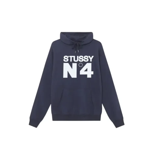 Stussy N4 Monogram Printed Hoodie Navy Blue