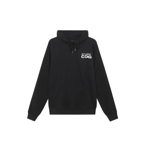 Stussy CDG Logo Wool Hoodie Black