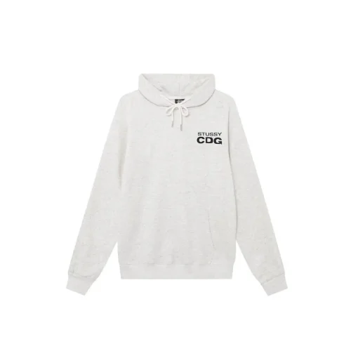 Stussy CDG Logo Hoodie White