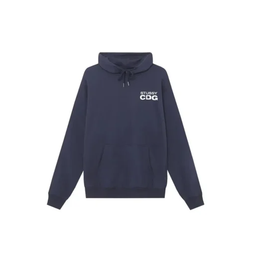 Stussy CDG Logo Hoodie Navy Blue