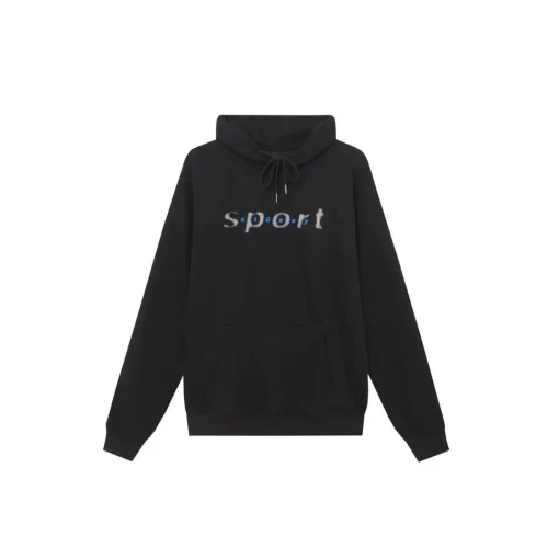 Stussy Sport Logo Monogram Printed Hoodie Black