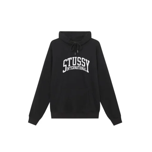 Stussy Logo Printed Hoodie Black