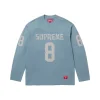 Supreme Long Sleeved Shirt Dusty Blue 8 Monogram Design