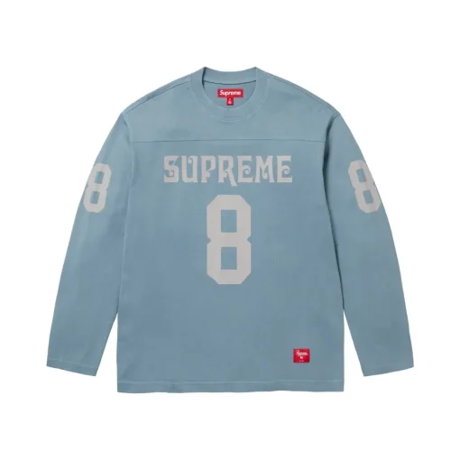 Supreme Long Sleeved Shirt Dusty Blue 8 Monogram Design