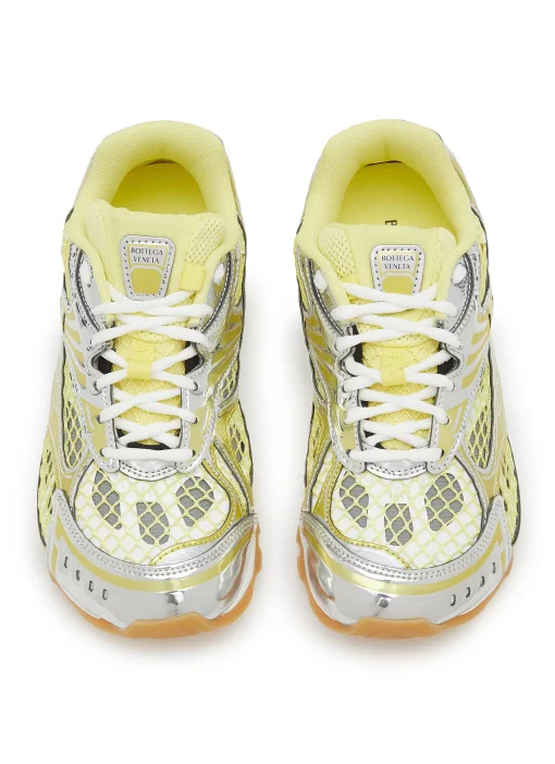Bottega Veneta Orbit Sneakers – Silver and Yellow Technical Mesh Low-Tops