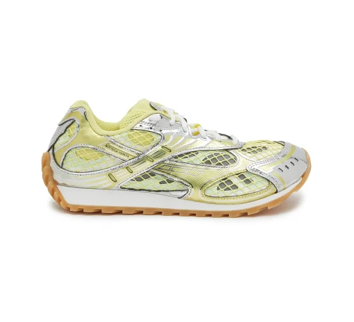 Bottega Veneta Orbit Sneakers – Silver and Yellow Technical Mesh Low-Tops