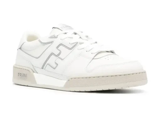 FENDI Match FF-appliqué leather sneaker chalk white
