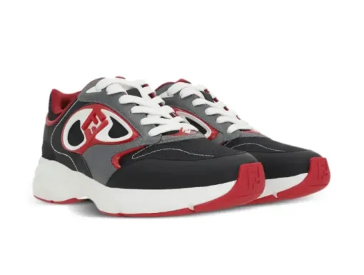 FENDI leather sneaker black/red