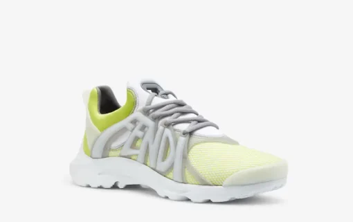 Fendi Tag Sneakers Yellow technical mesh
