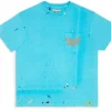 Gallery Dept. Hoodie Painted T-Shirt with Vintage-Look Logo, Turquoise