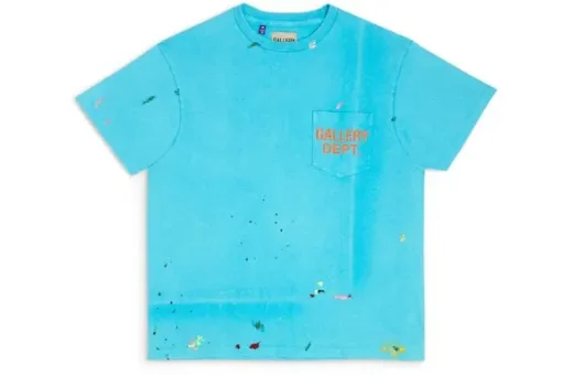 Gallery Dept. Hoodie Painted T-Shirt with Vintage-Look Logo, Turquoise