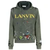 Lanvin x Gallery Abt.. Logo Hoodie with Used Effect and Traces of Color Green