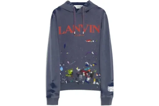 Lanvin x Gallery Abt.. Distressed Logo Hoodie Navy Blue