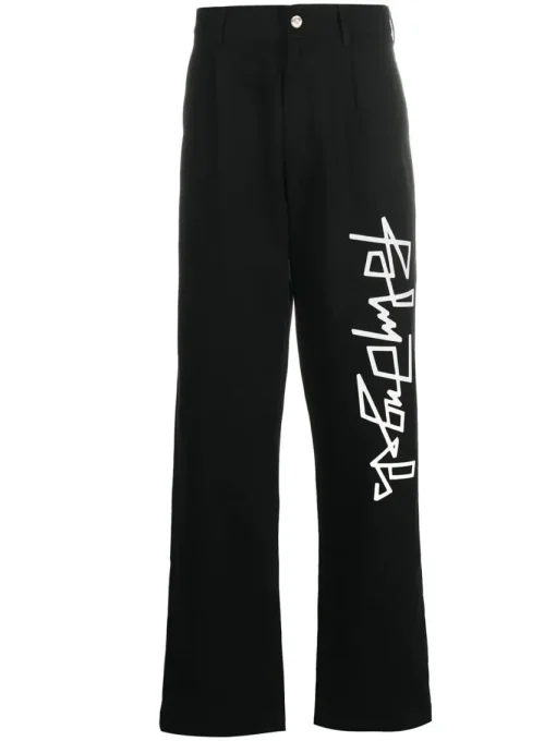 Palm Angels Desert Logo Print Chinos Black