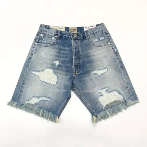 Gallery Dept. Distressed Denim Shorts Fade Blue