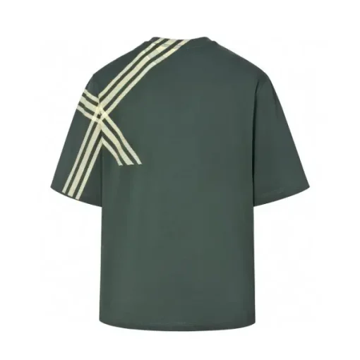 Burberry Rib-Knit Neckline Check Sleeve Cotton T-Shirt Green