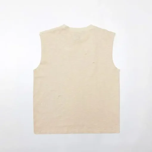 Gallery Dept. Crew-Neck Sleeveless Men T-Shirt Cream White