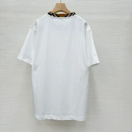 Check Trim Cotton T-shirt White